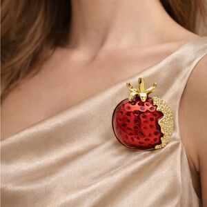 Red Pomegranate Gold Brooch
